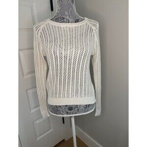 Oasis Open knit Cream Silver Sparkle Tread sweater Womens Size Small S